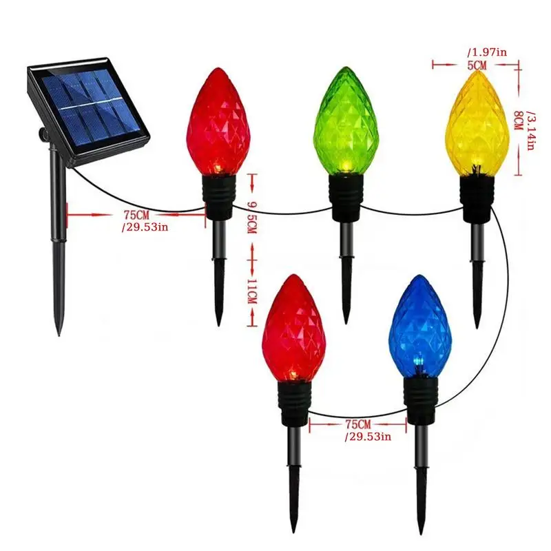 Outdoor Path Lights 5X Rhombic Pathway Lights for Gardens Solar Garden Light Long Lasting Outdoor Lighted Stake Christmas 6