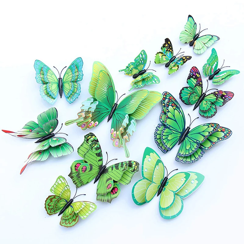 12Pcs Butterfly Fridge Magnet Refrigerator Magnetic Sticker 3D Cute Colorful Creative Message Board Reminder for Home Decoration
