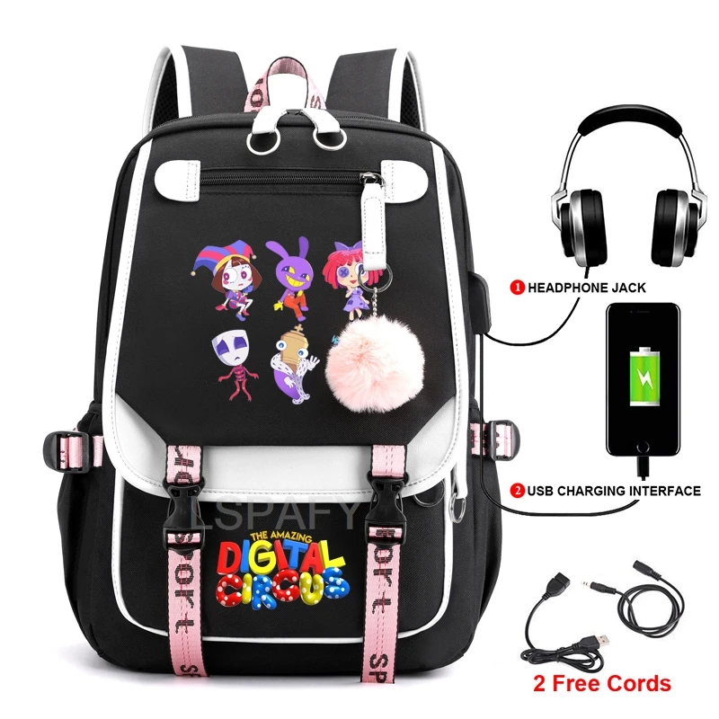 Mochila con diseño de el increíble circo Digital para mujer, bolso escolar para estudiantes de secundaria y adolescentes, con capacidad de viaje