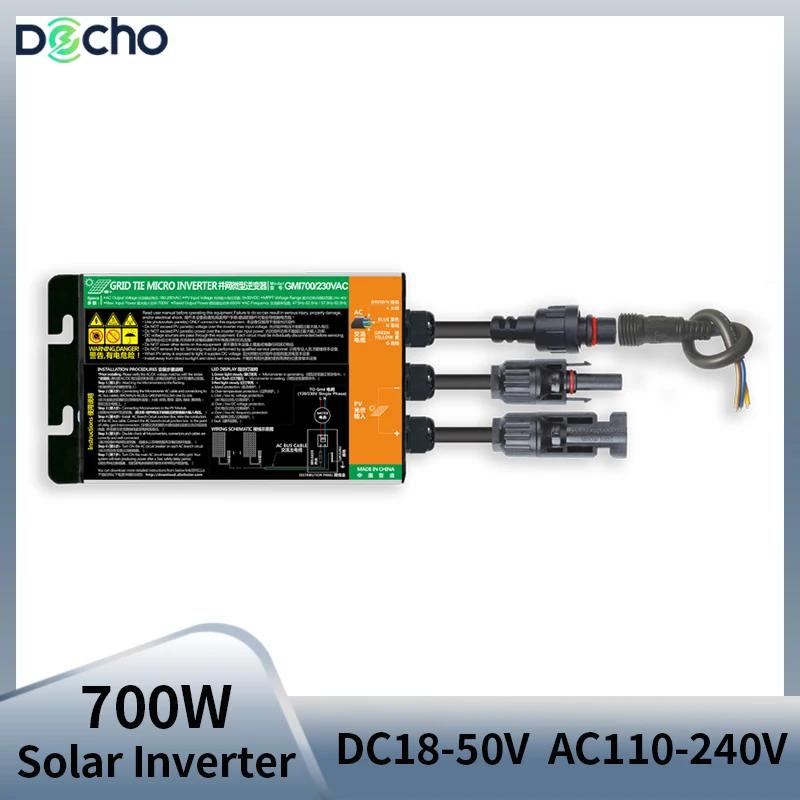 

700W 600W 500W 350W 300W Solar Grid Tie Micro Inverter MPPT Input DC18V-60V PV Output AC110V-240V Home Solar On Grid Power Syste
