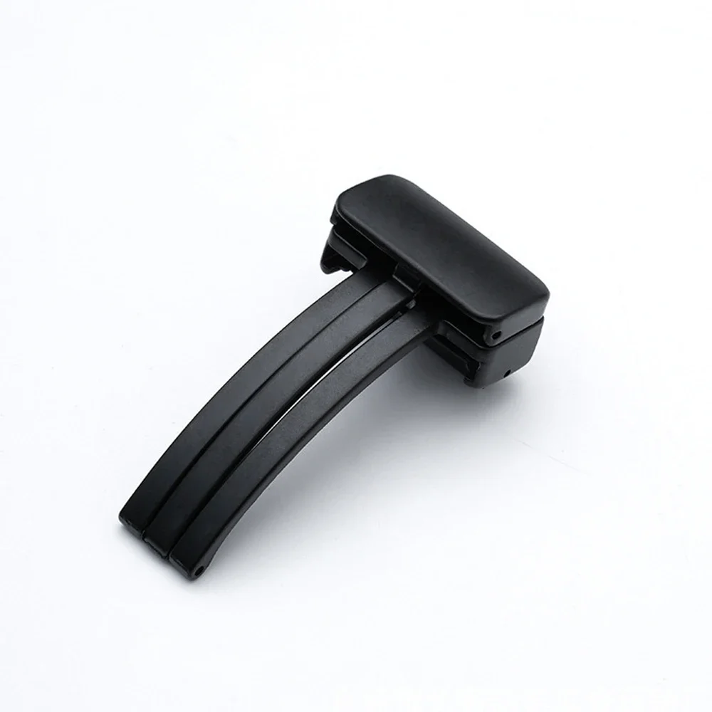 Magnetic Folding Buckle Silicone Strap with Metal Clasp - Silver Black