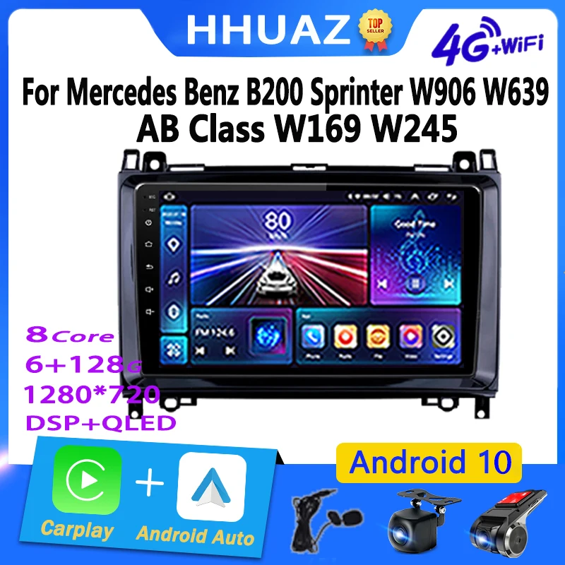 

Android Auto Car Radio Carplay for Mercedes Benz B200 Sprinter W906 W639 AB Class W169 W245 Viano Vito GPS DSP BT