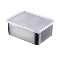 Boîte de conservation des aliments pour réfrigérateur en acier inoxydable de 600ml, avec couvercle en plastique, boîte de conservation de la fraîcheur des aliments, boîte de pique-nique 5