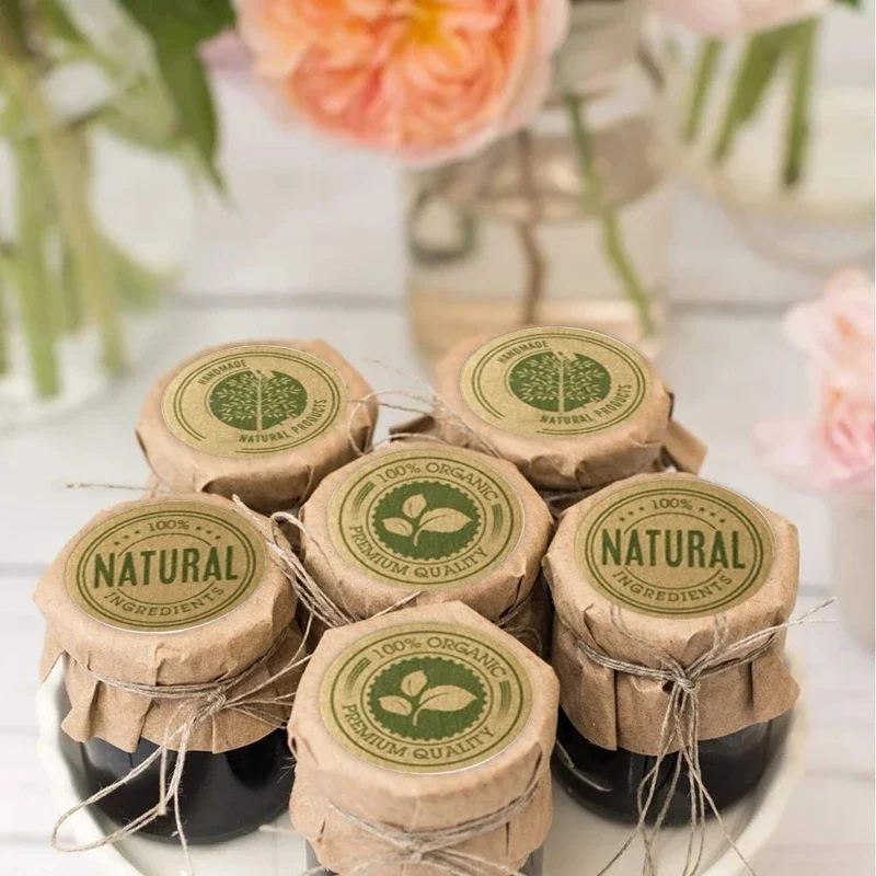 150Pcs Kraft Paper Sticker Natural Organic Product Seal Sticker Round Vintage Handmade Gift Packaging Label Baking Decoration