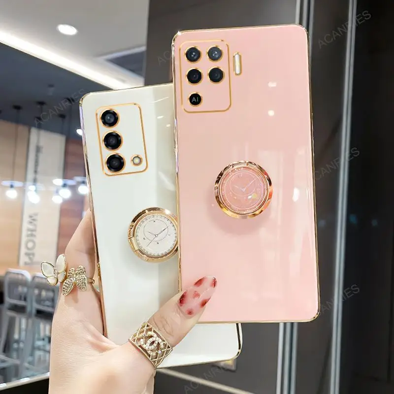 Роскошный кольцевой держатель Reno5 Reno6 для Oppo Reno 5 6 Lite 10 Pro 7 8 9 4g Reno10 подставка силиконовая задняя крышка Reno7 5lite