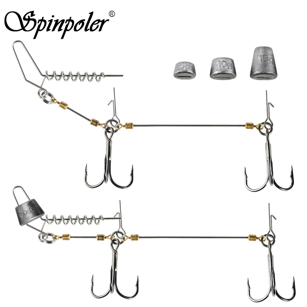 Montage Spinpoler Pike Stinger avec plomb spiral et triples hameçons pour shads curltails carnassiers