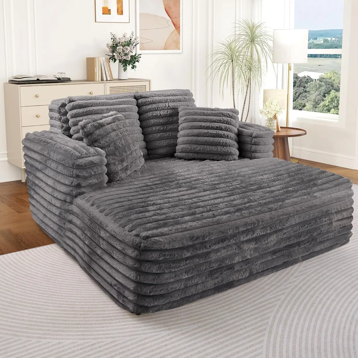 Oversized Chaise Lounge Indoor - Grey