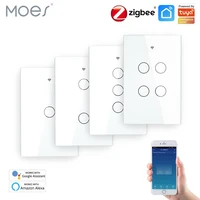 ZigBee przycisk dotykowy na ścianie inteligentny włącznik światła z neutralny/nie neutralny, nie kondensator inteligentne życie/Tuya 2/3 Way Control kompatybilny AlexaGoogle 1