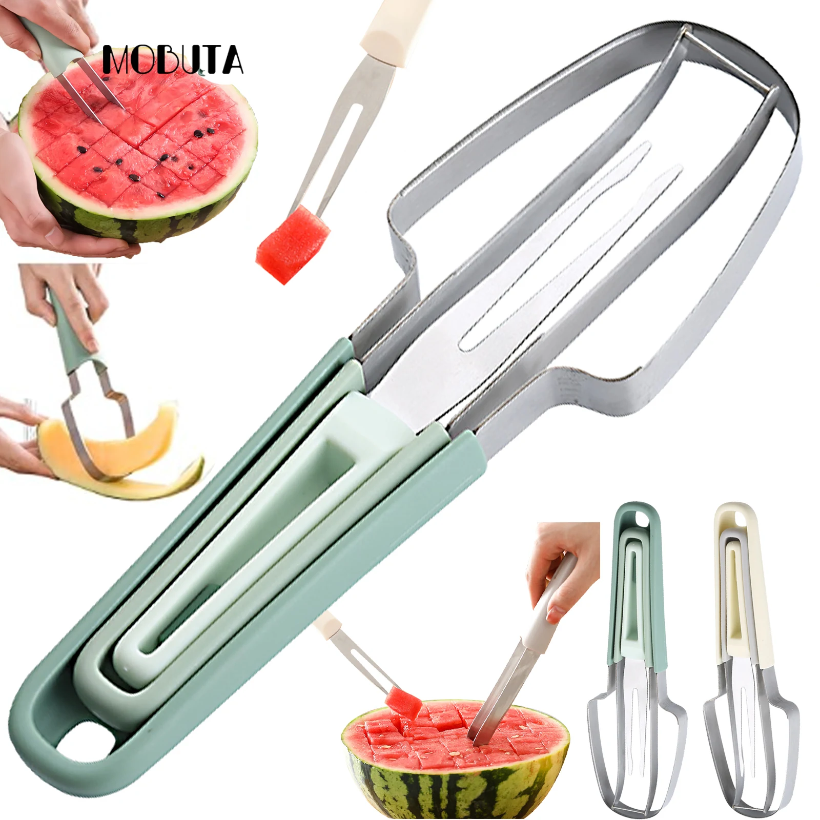 3-In-1 Watermelon Cutter Multi-Functional Melon Fork Slicer Tools Summer Fruit Carving Knife For Kitchen Accessories Home Gadget