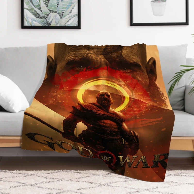 

God of War Game Blanket Plaid on the Sofa Blankets and Bedspreads Plush Microfiber Bedding Bedspread Bed Throw Knee Throws Furry