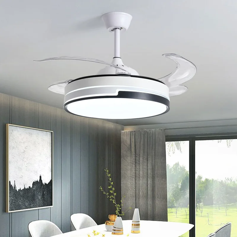 

Remote Control Invisible Simple Fan Lamp Nordic Living Room Restaurant Home Electric Fan Lamp Ceiling Ceiling Fan Lights
