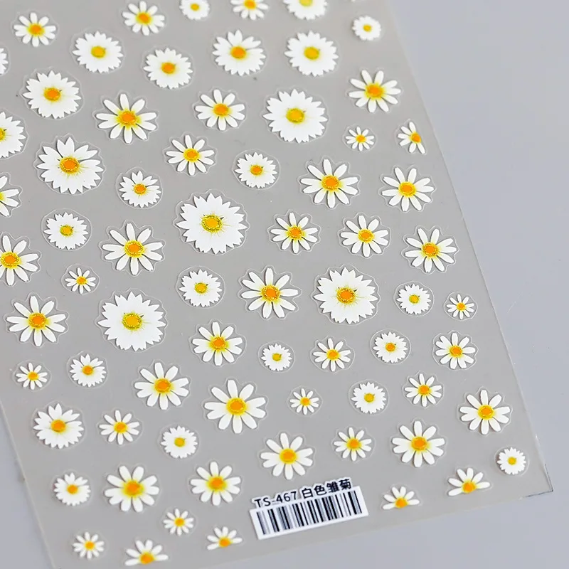 Nail Stickers Sunflower Spring Flowers Daisy 3D Nail Art Decoration 1pc