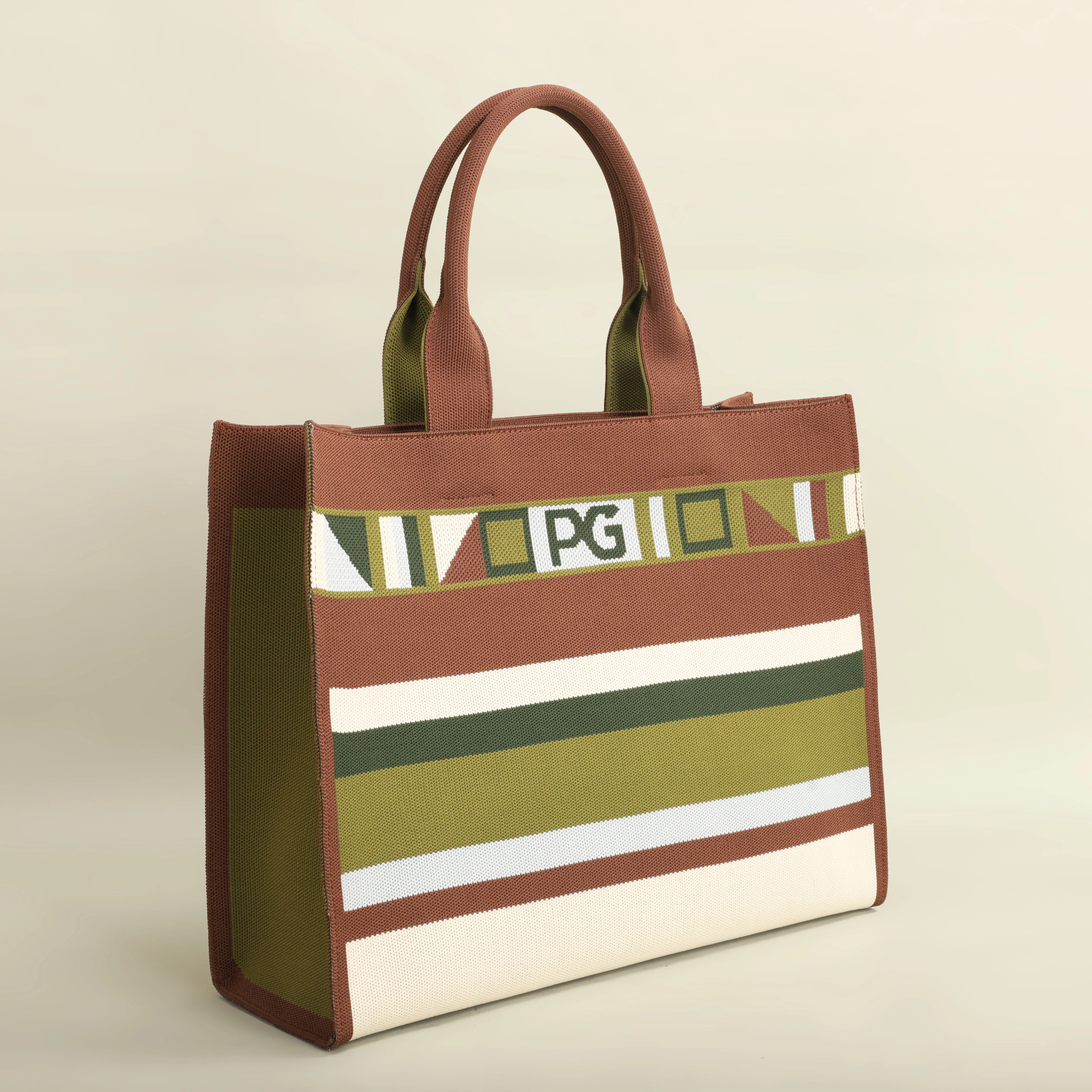 Casual colorful striped mesh tote shoulder bag