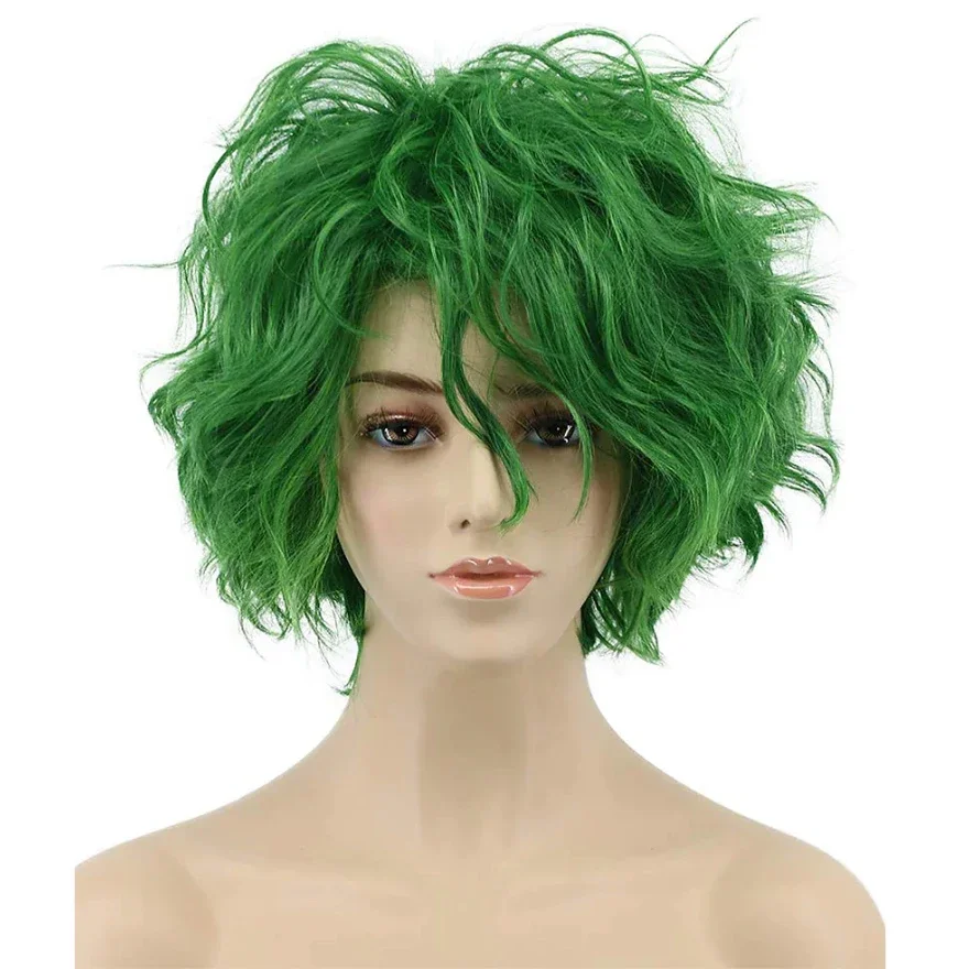 

Synthetic Hair Women Men Fluffy Short Bob Curly Green Cosplay Anime Wigs