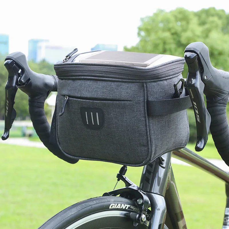 Bike Handlebar Container Pouch Bag Folding Multi function Front Frame Bicycle Pannier Travel Storage Handbag