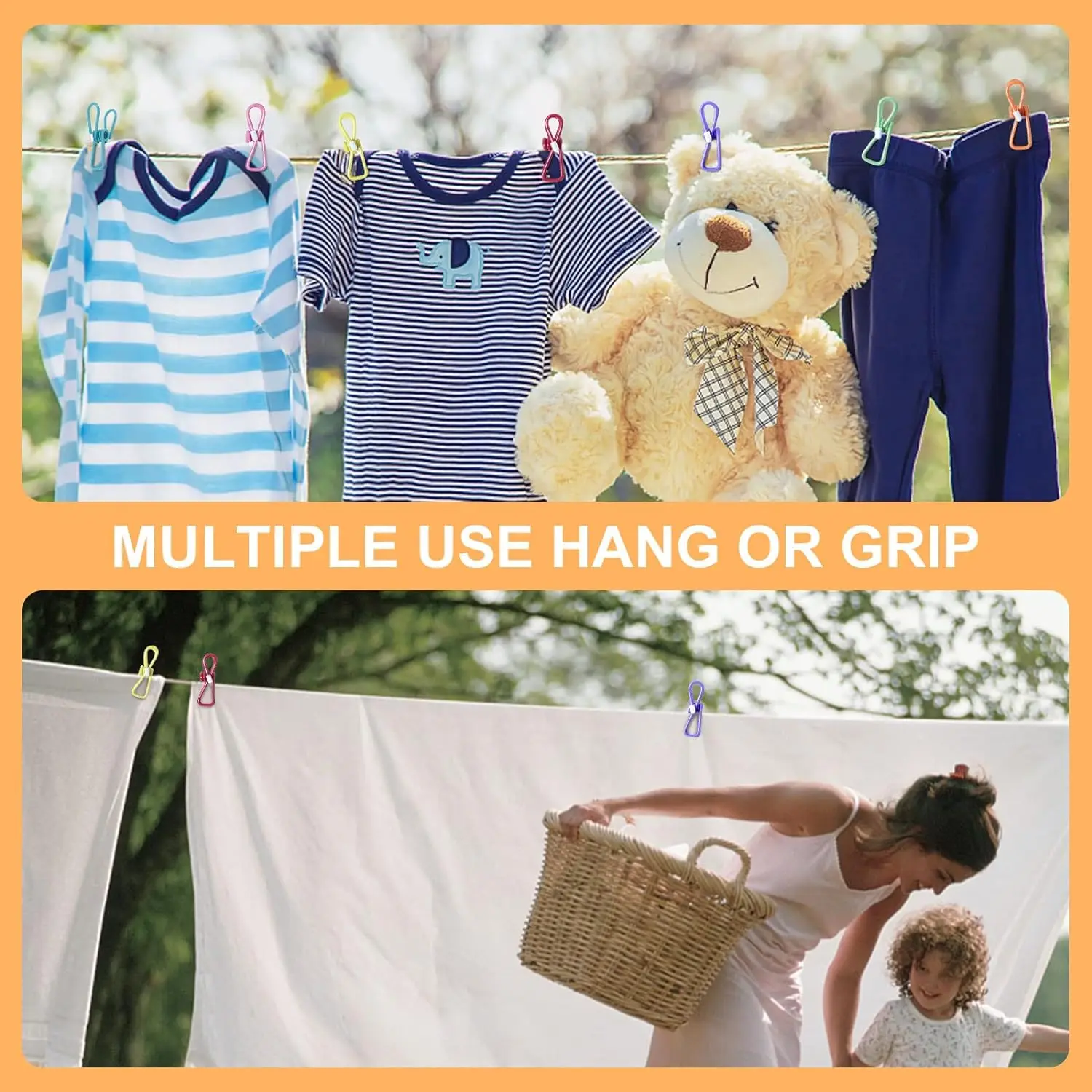 Steel Wire Clip Bag Clip Utility Food Packages Sealing Colorful PVC-Coated laundry Clothesline Clamping clothes 10 Pcs