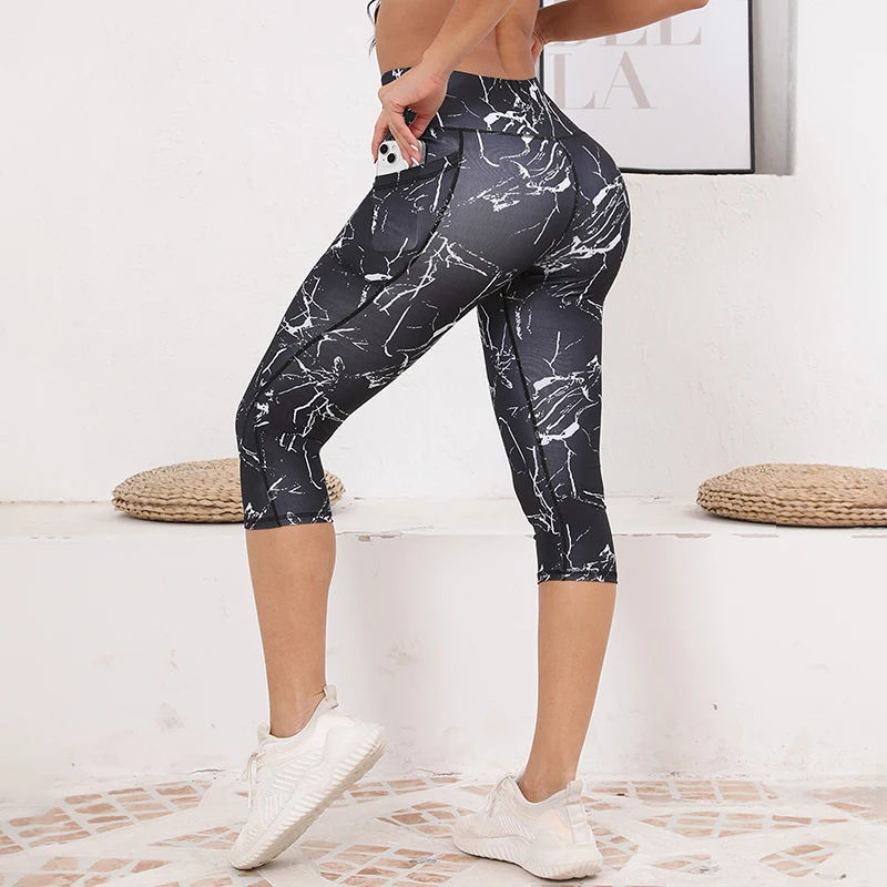 Capri Leggings Pockets Women High Waisted Workout Leggings Tummy Control Yoga Pants