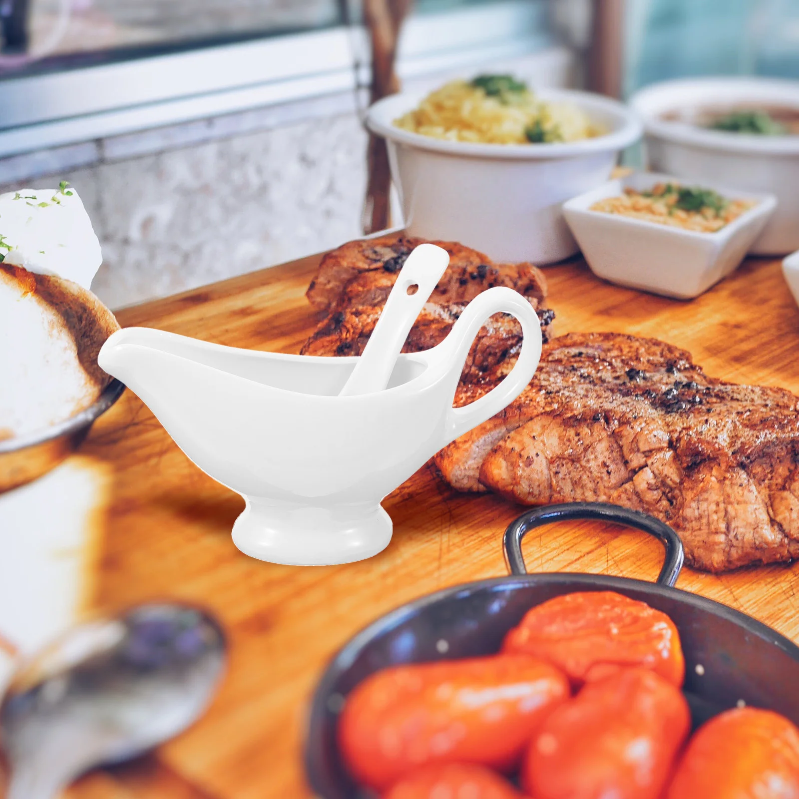 

Ceramic Cream Pitcher Sauce Pitcher Gravy Boat Ceramic Creamer Jug Milk Pitcher With Spoon