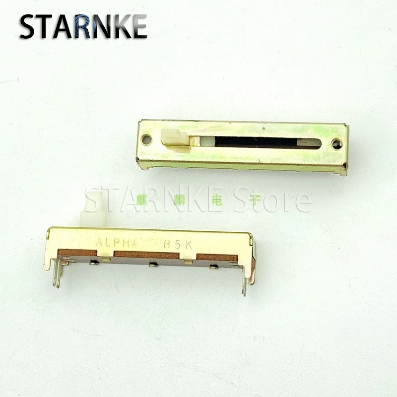 2PCS 50mm Single 4Pin B5K Straight Slide Potentiometer Amplifier Audio Mixer Sound And Light Adjustment Fader Handle Length 10mm