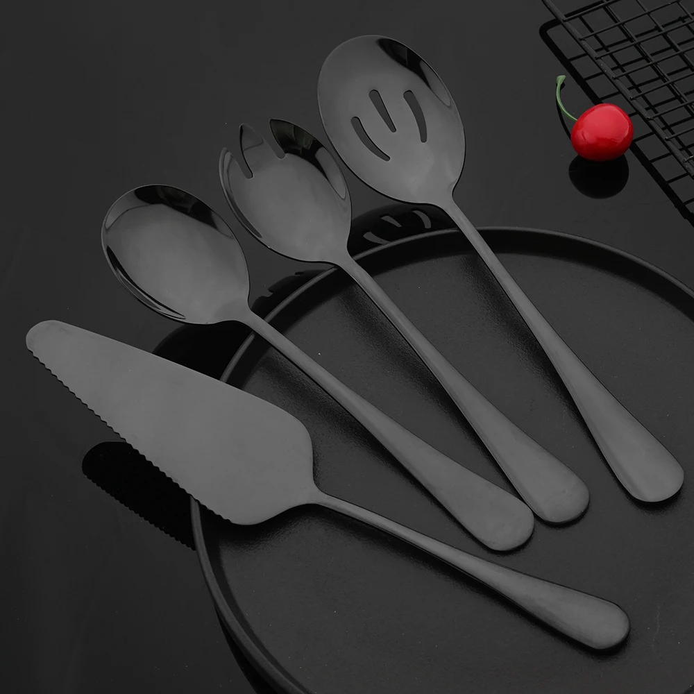 Cutlery Set Western Style Cutlery Set Picnic Cutlery Set Stainless Steel Cutlery Set Picnic Tableware Camping Cutlery Set Wooden Cutlery Set Ceramic Dinnerware Set Black Stainless Steel Dinnerware Set Flatware Soup Spoon Colander Spoon Service Salad Fork Cake Spatula Kitchen Tableware