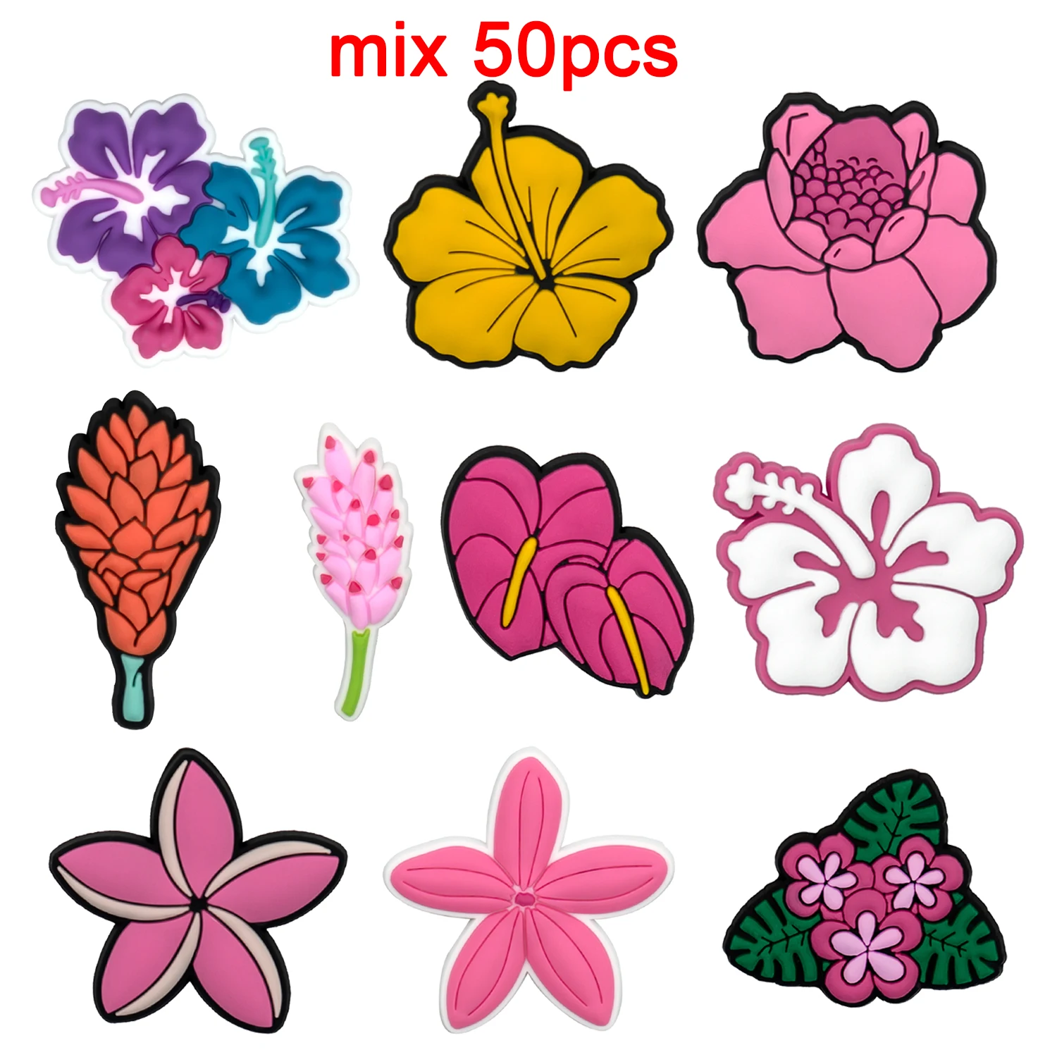 1/10/50/100 Stück rosa Blumen-Schuhanhänger für Frauen und Mädchen, Geschenk, Ähre, Schuhzubehör, Dekoration, Gartensandalen, Pin-Clog – Detail 2