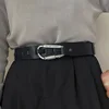 Techwear Style Metal Carabiner Leather Belt Men Women Hip Hop Punk Vintage Decorative Waist Belt For Jeans Coat