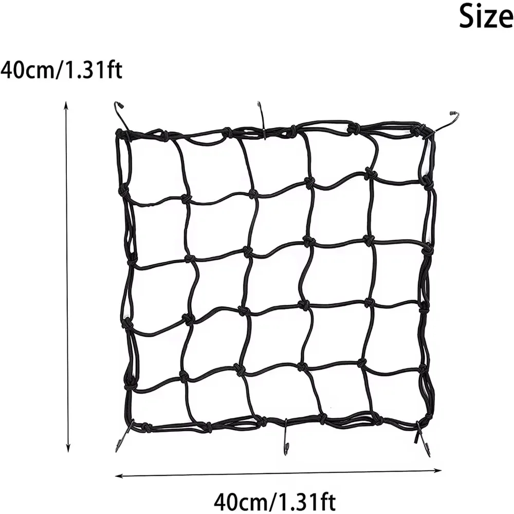 1PC 15.7 inches Motorcycle Cargo Net Elastic Heavy Duty Luggage Net 40cm x 40cm Helmet for Moto and Bike