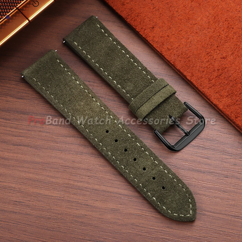 Premium Suede Leather Quick Release Watch Strap - Grey, Blue, Black, Brown