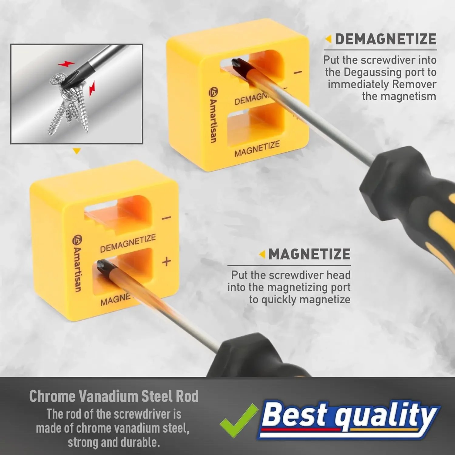 11-Pieces Magnetic Screwdriver Set 5 Phillips 5 Flat Head Tips Magnetizer Tool E - Foto 4