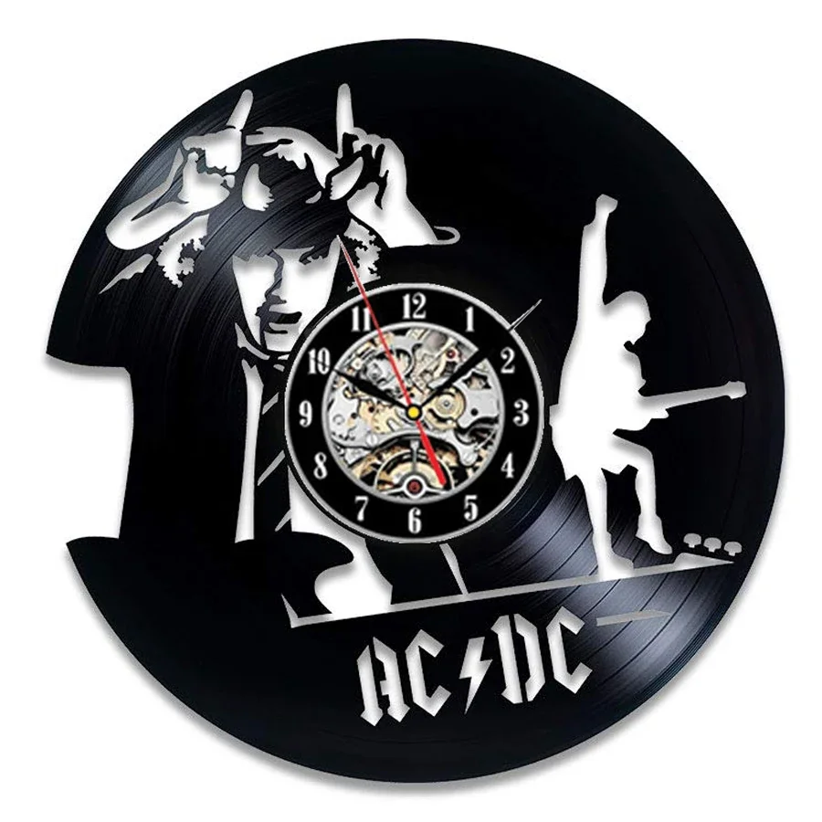 AC DC Vinyl Record Wall Clock Modern Design Music Rock Band Vintage Vinyl CD Clocks Wall Watch Home Decor wall clock