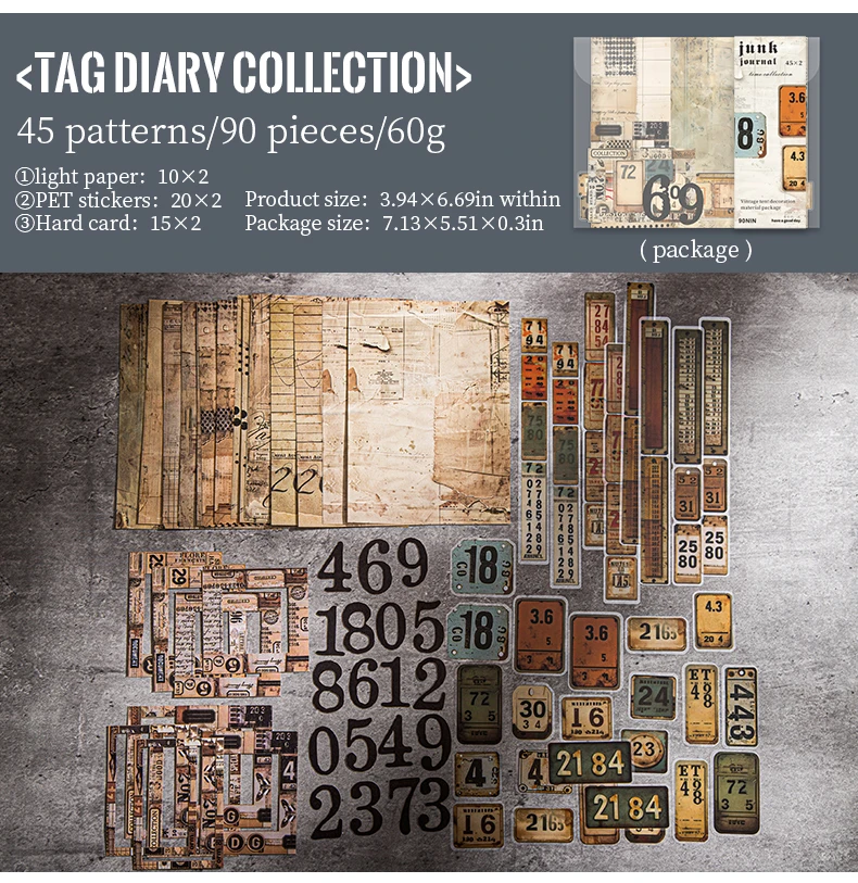 JIANQI 90-teiliges Scrapbook-Set, Aufkleber und dekorative Papiermischung, DIY-Scrapbooking, Tagebuch, Album, Collagenmaterial, Bastelbedarf – Detail 18
