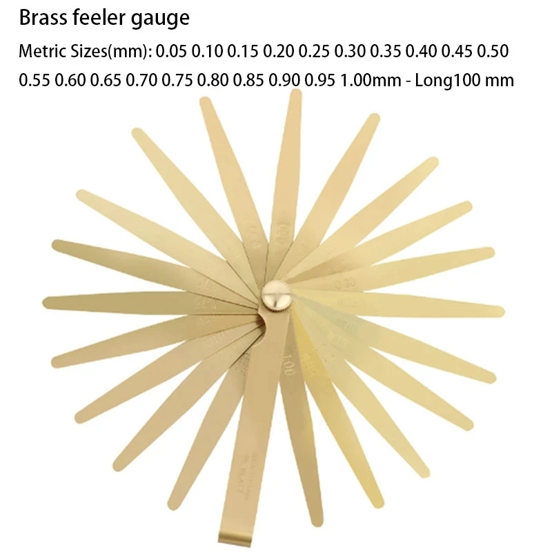 Non-magnetic Brass Thickness Feeler Gauge 13/20 Blades 0.05-1.00mm Set feeler gauge