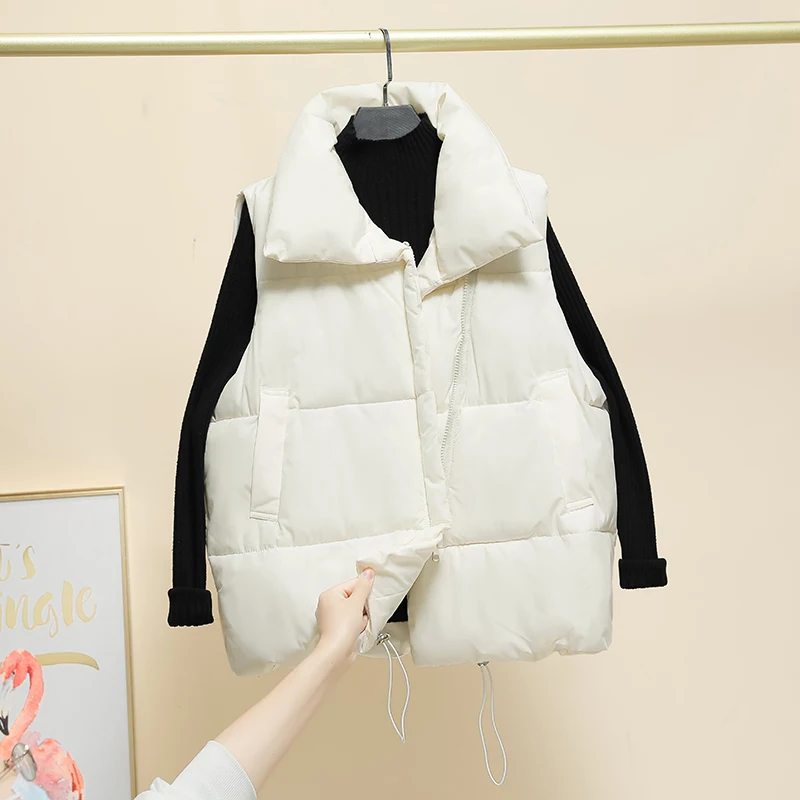 Autumn Winter Women Thick Vest Coat Casual Women Sleeveless zipper Waistcoat Thicken Vestcoat Warm Solid Sleeveless Jacket