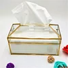 Tissue Box Nordic Creative Glass Gold Paper Box Living Room Household Waterproof Home Decor Luxury Simple Napkin Towel Box Paper 5
