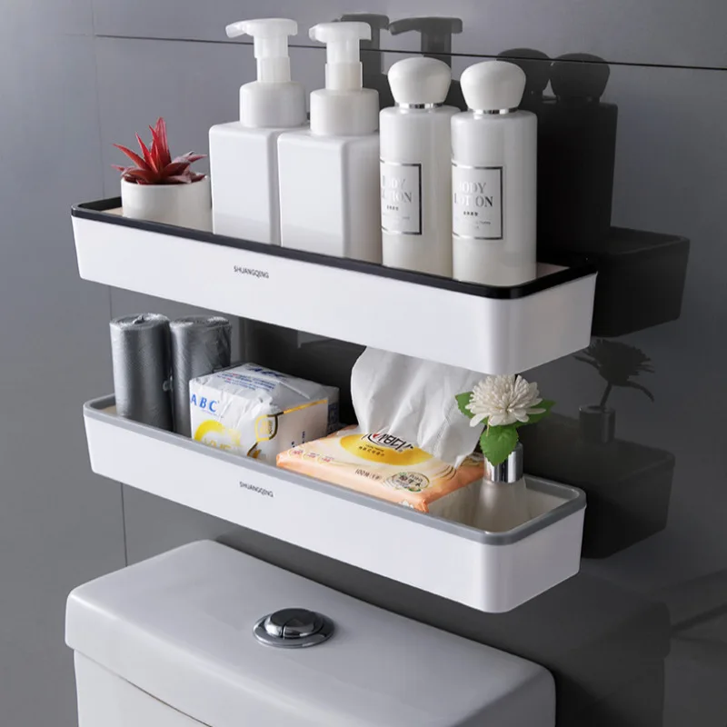 Wall Hanging Toilet Bathroom Storage Cabinet Rack Punch Free Multifunctional Artifact Above Shelf Organizer Toilet Rack 2