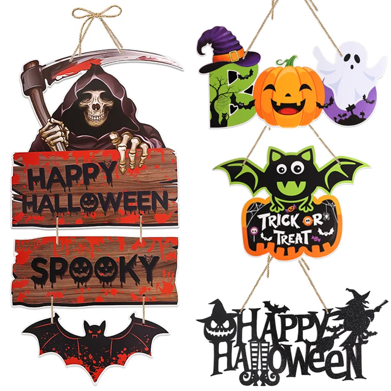 

Halloween Pumpkin Ghost Bat Door Hanging Pendents Home Party Decoration Horror Pumpkin Skeleton Man Hanging Decor for Home 2023