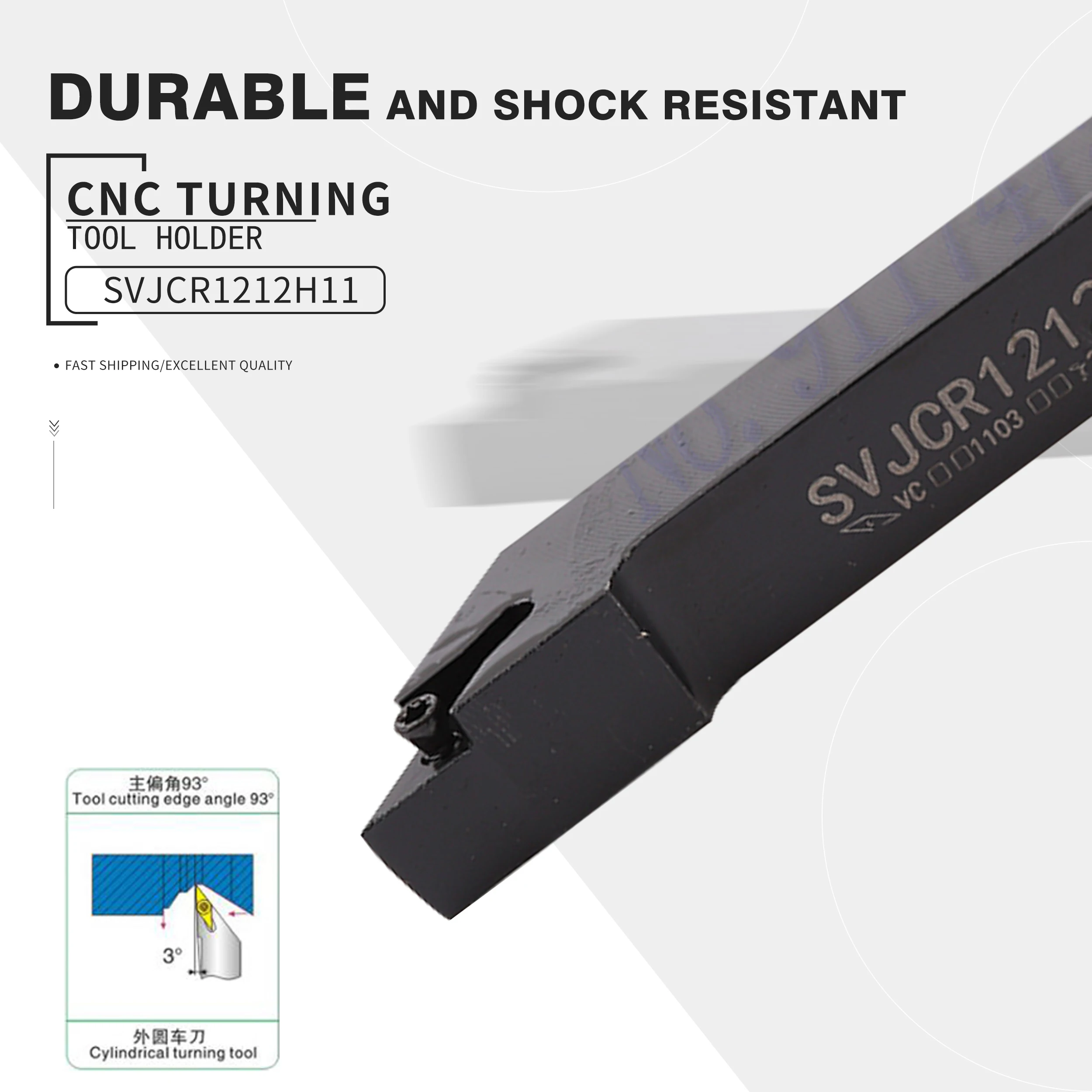 

1pc SVJCR1616H11 SVJCR1616H16 SVJCR2020K16 93 degree CNC Lathe Cutting Tool SVJCR2525M16 External Turning Tool Holder , For VCMT