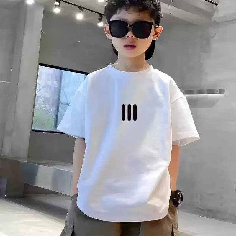 레트로 심플 프린트 루즈핏 아동 티셔츠 여름 순면 부모-자녀 커플룩 신상 라운드넥 반팔 티셔츠