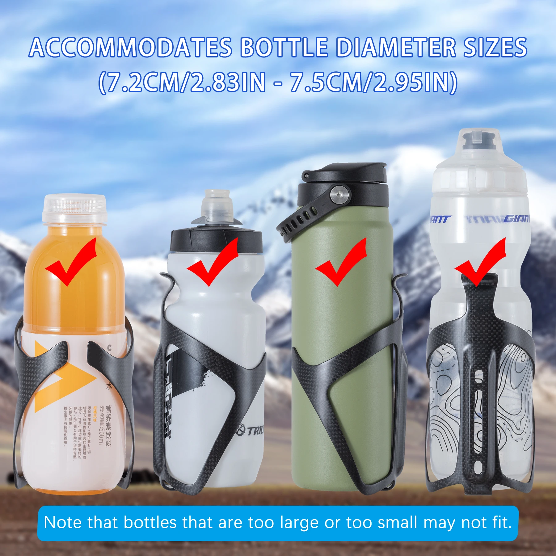 Platt Portaborraccia In Fibra Di Carbonio, Leggera, Per Bici Da Strada E Mountain Bike, Gloss 1PCS - Foto 4