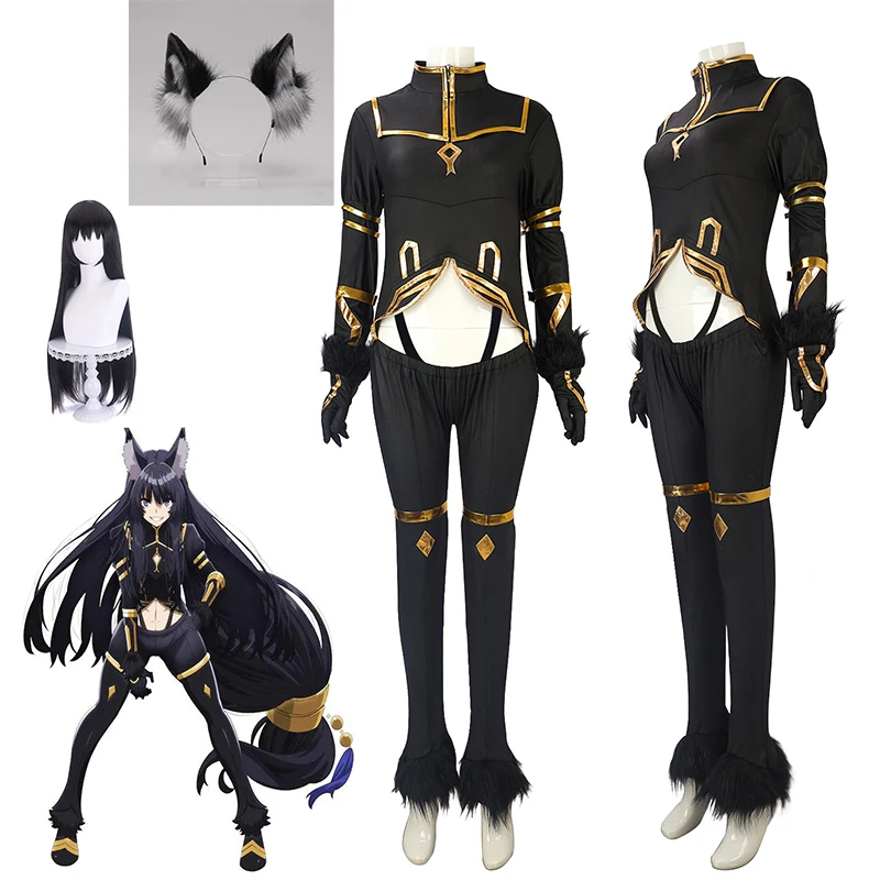 Anime The Eminence In Shadow Delta Cosplay Costume Parrucca Sara Shadow Garden Black Uniform Ear Tail Halloween Party Women Role Play