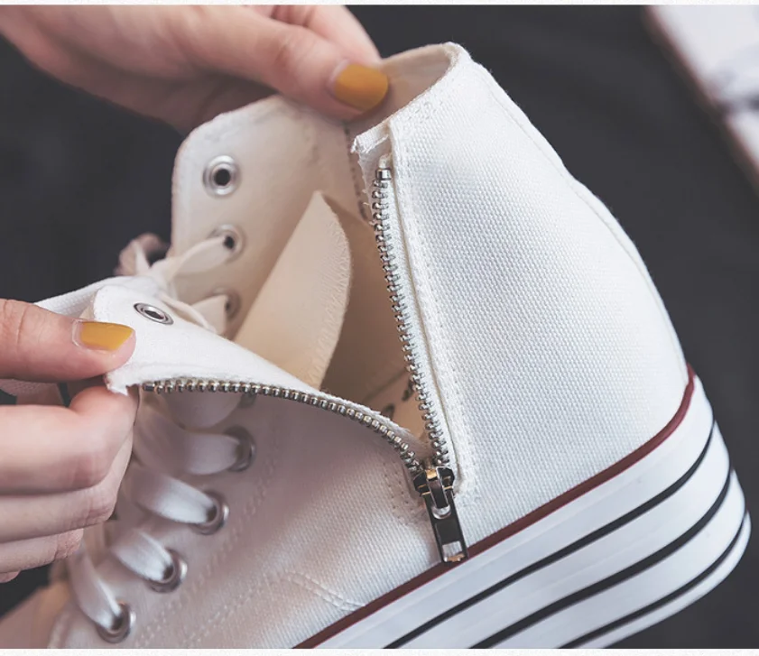 ウォニョン着用★ ★PLATFORM CANVAS SNEAKERS Internal Increase 10CM Canvas Shoes For Women 2024 Autumn