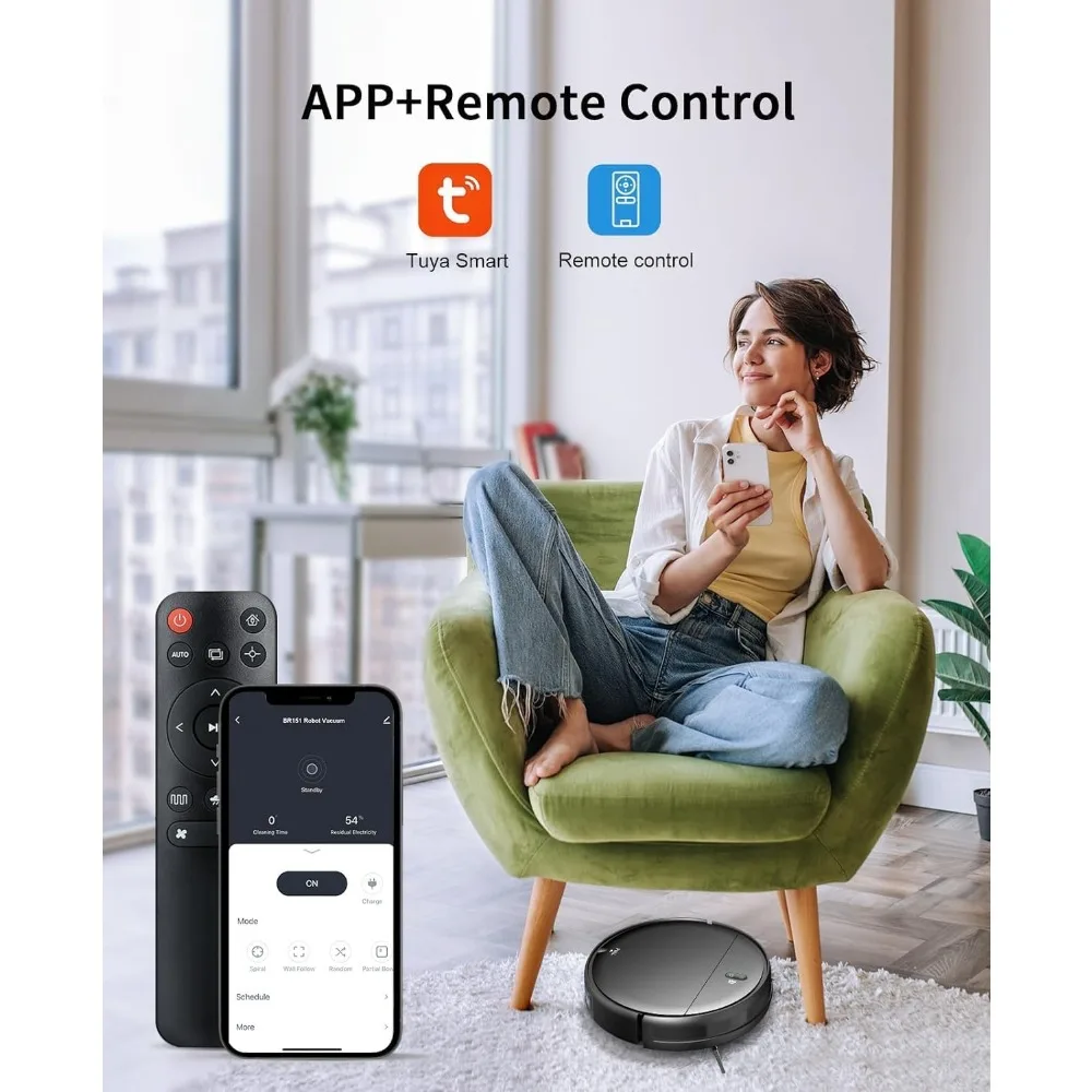 Robot Vacuum and Mop Combo, 2 in 1 Mopping Robot Vacuum Cleaner with Schedule, Wi-Fi/App, 1400Pa Max Suction 3