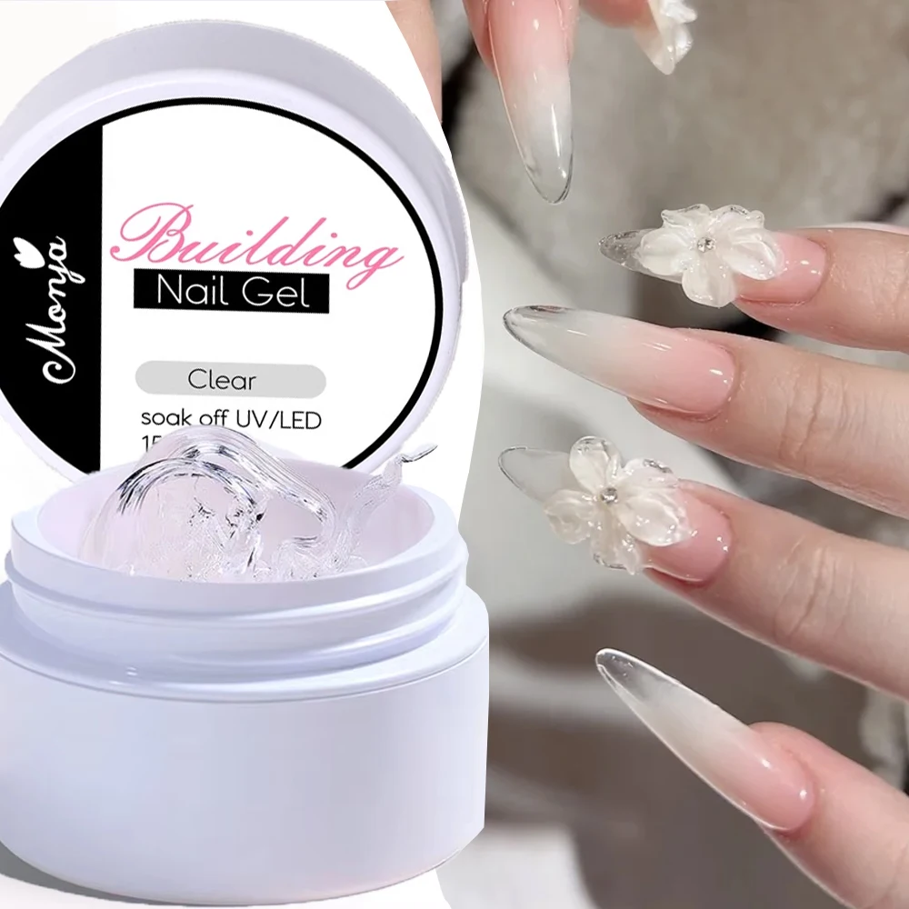15ml Clear/White Non Stick Hand Extension Gel For Carving Flower
