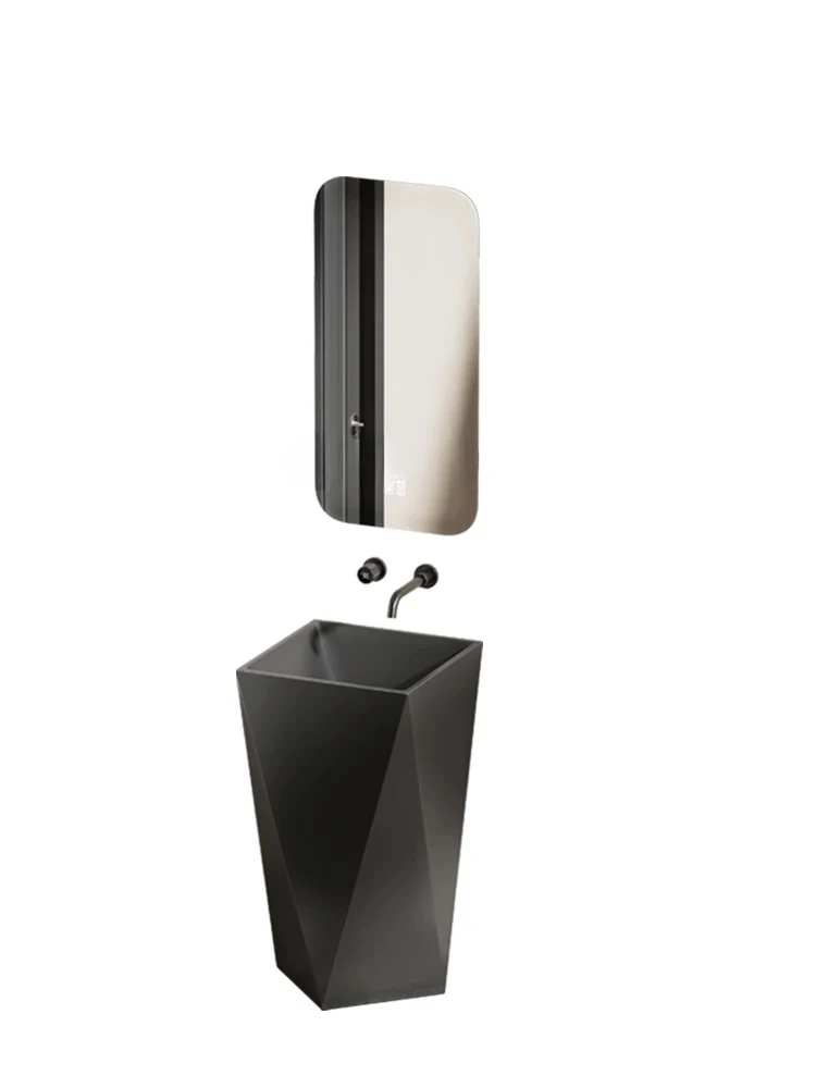 Three-Dimensional Column Wash Inter-Platform Basin Integrated Floor Ceramic Hotel Wash Basin Balcony Single Bathroom
