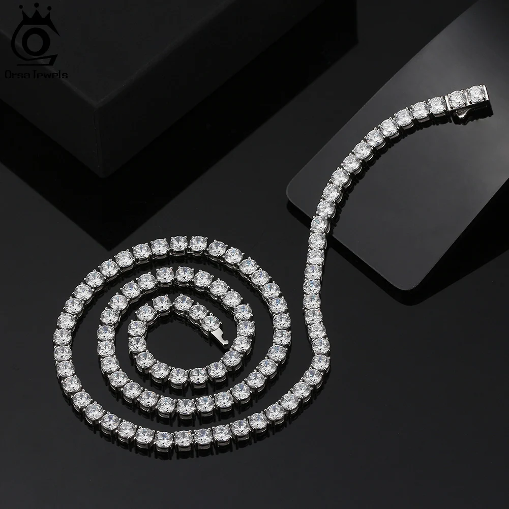 ORSA JEWELS Luxury 925 Sterling Silver 3/4mm Tennis Chain