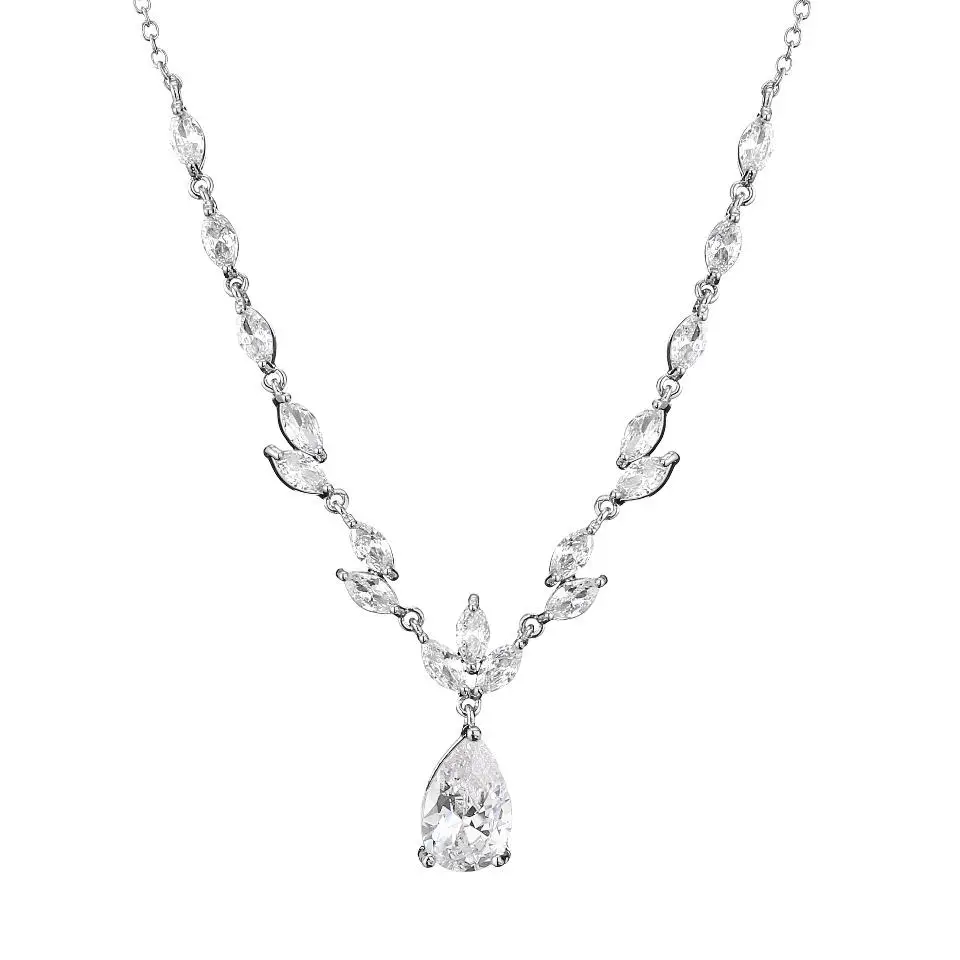 ZAKOL Verlobte Braut Hochzeit Blätter Form Zirkon Anhänger Halskette Für Frauen Luxus Temperament Charme Schmuck Geschenk Zubehör – Detail 3