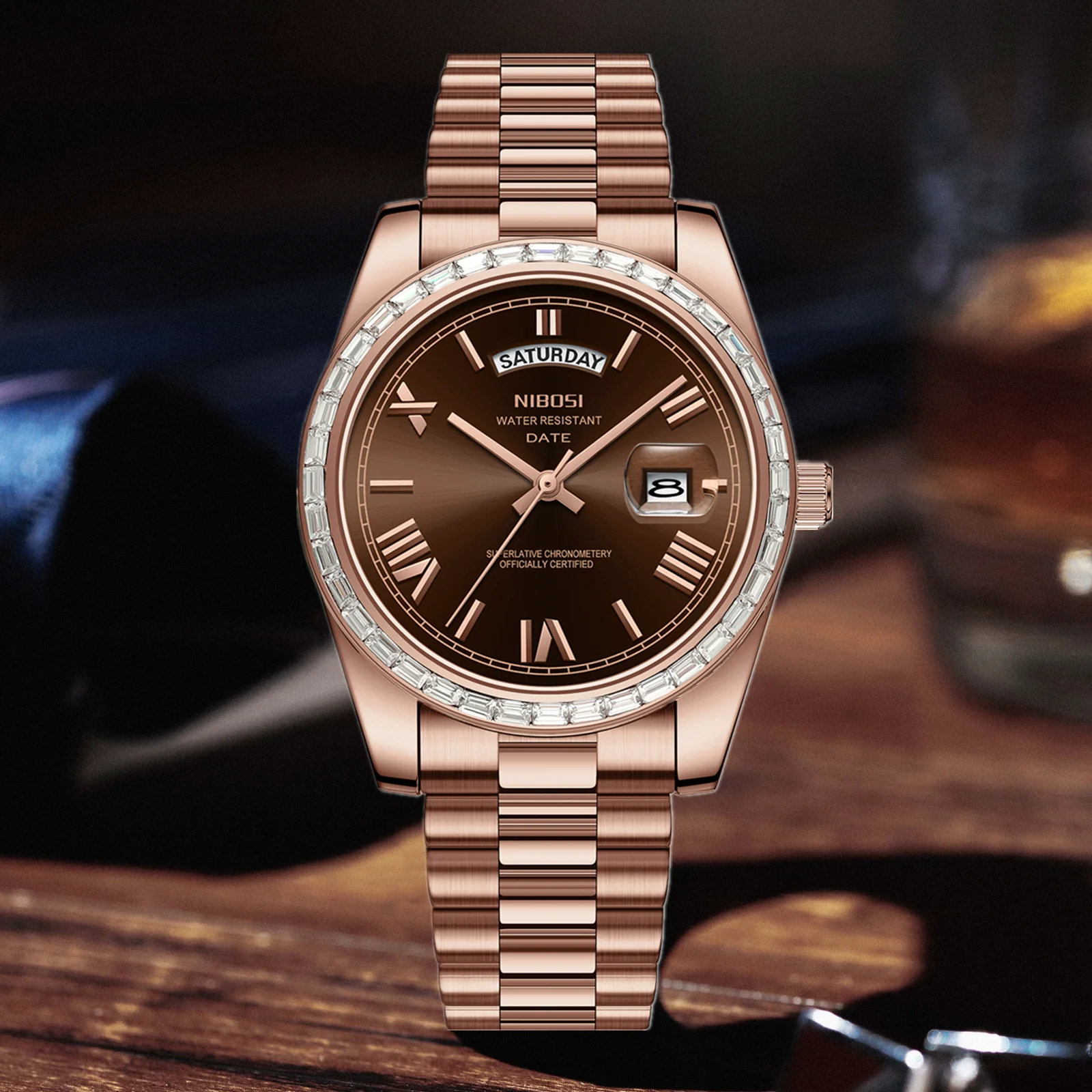 NIBOSI Top Brand Luxury Men Watch Fashion Business Diamond Quartz Wristwatch Waterproof Luminous Steel Watches Gift Reloj Hombre