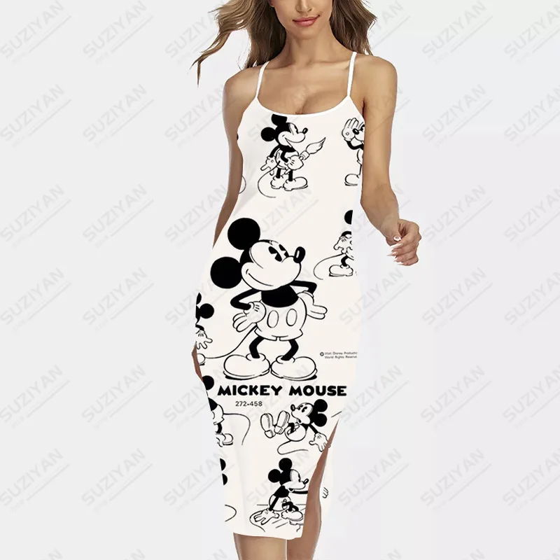 

Облегающая Юбка-карандаш без рукавов Disney, длинное вечернее платье без рукавов с открытой спиной, повседневное пикантное уличное летнее пляжное платье, новинка 2022