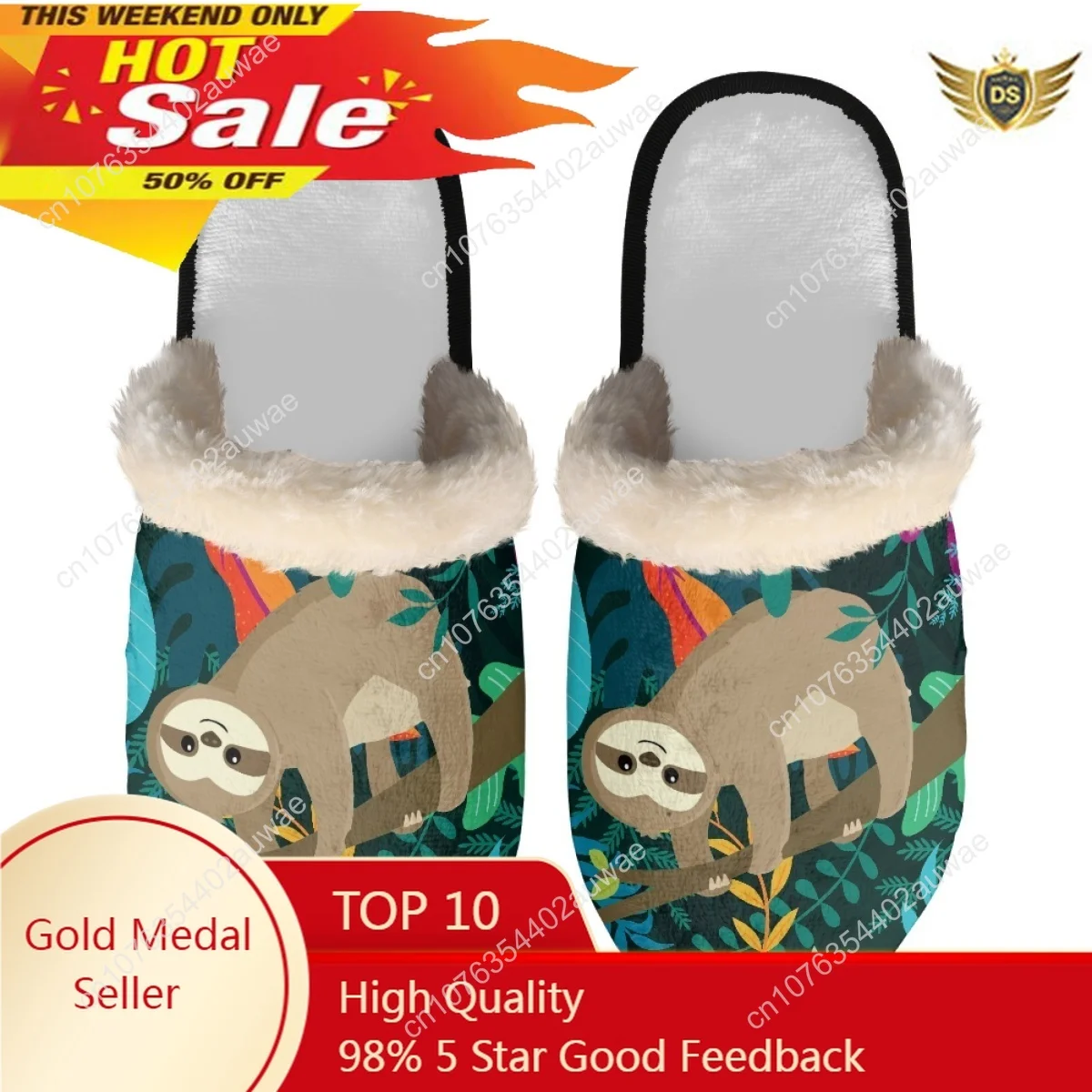 

Print Cute Sloth Winter Slippers Fashion Casual Indoor Comfortable Warm Slippers High Quality Anti Slip Lightweight Slippers
