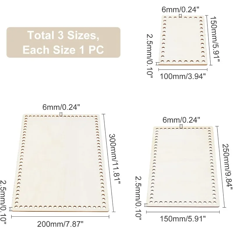 Crochet Basket Wooden Base Shaper 3 Sizes for DIY Knitting